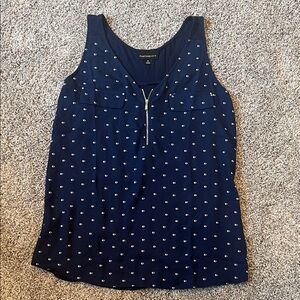 Fortune + Ivy Dark Blue Tank Top with White Dots